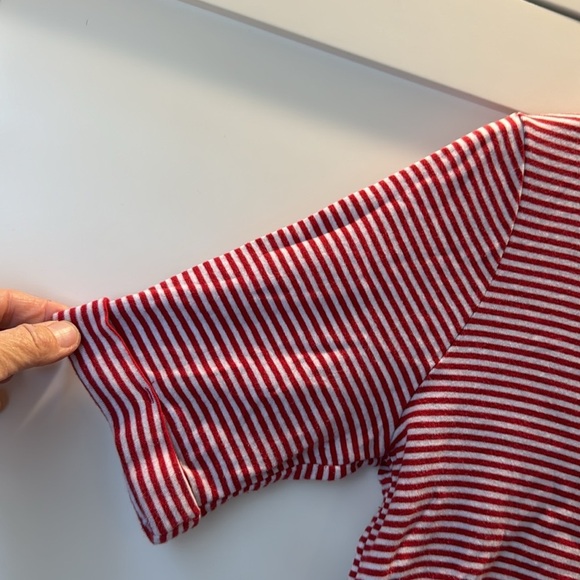 Croft & Barrow Red White Stripe Square Neck Short Sleeve Top Medium - Picture 3 of 6